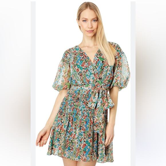 Ted Baker Tiania Smock Panel Wrap Mini Dress Ted Size 3 US SIZE 8 - Picture 1 of 14